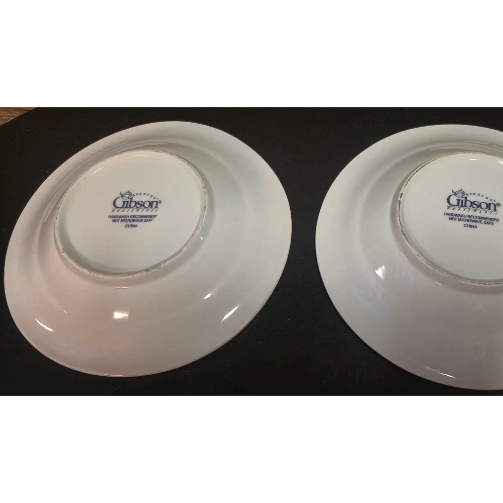 Gibson Housewares Everyday‎ White Swirl silver Trim Soup Pasta Bowls Set of 2